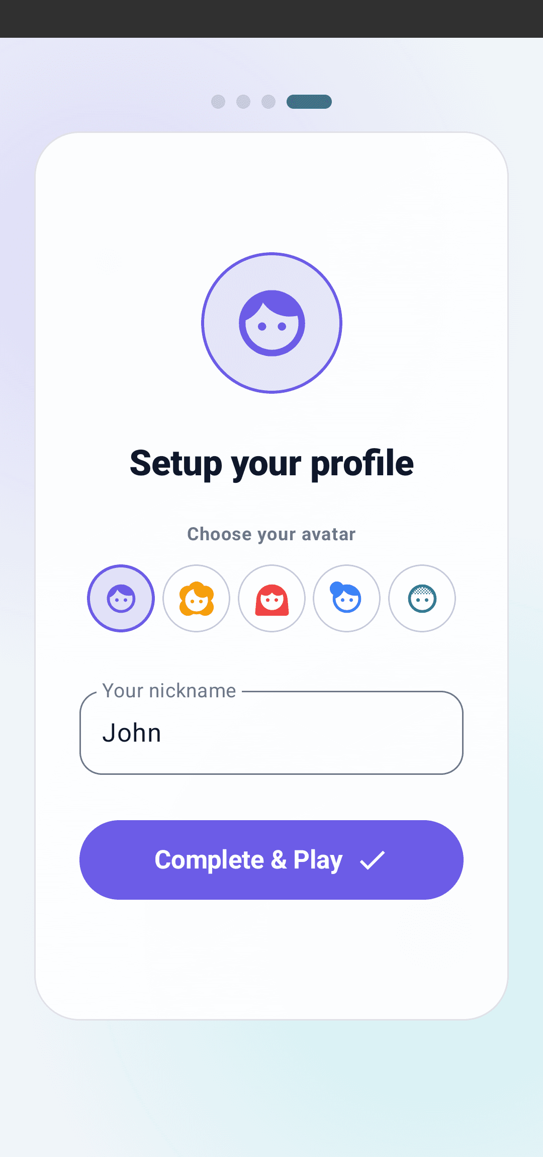 Account Setup App UI View