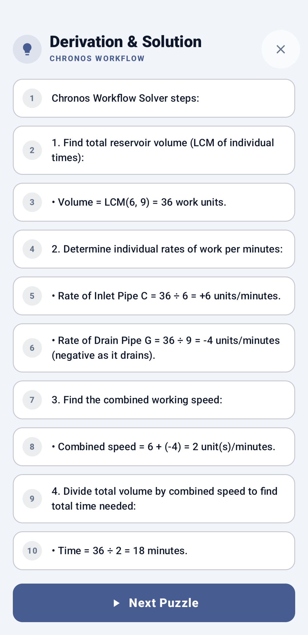 Derivation explanations lists
